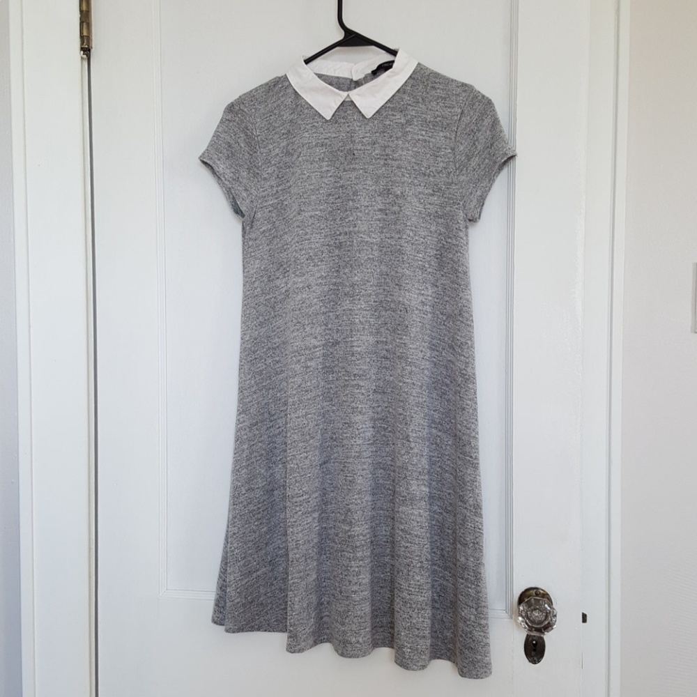 White Collared gray dress